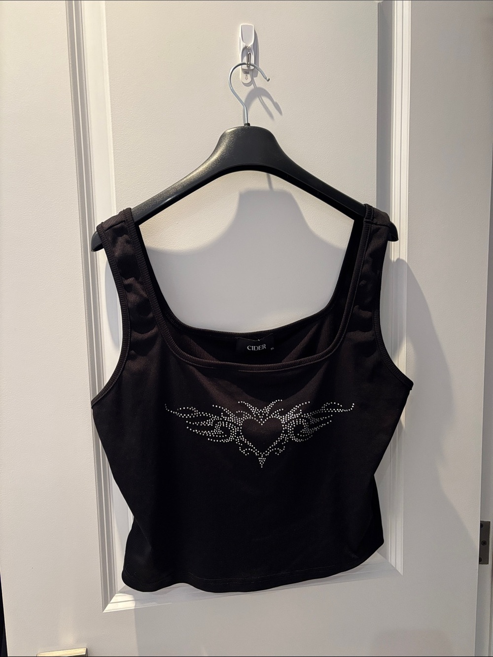 Cider Black Rhinestone Heart Wing Tank